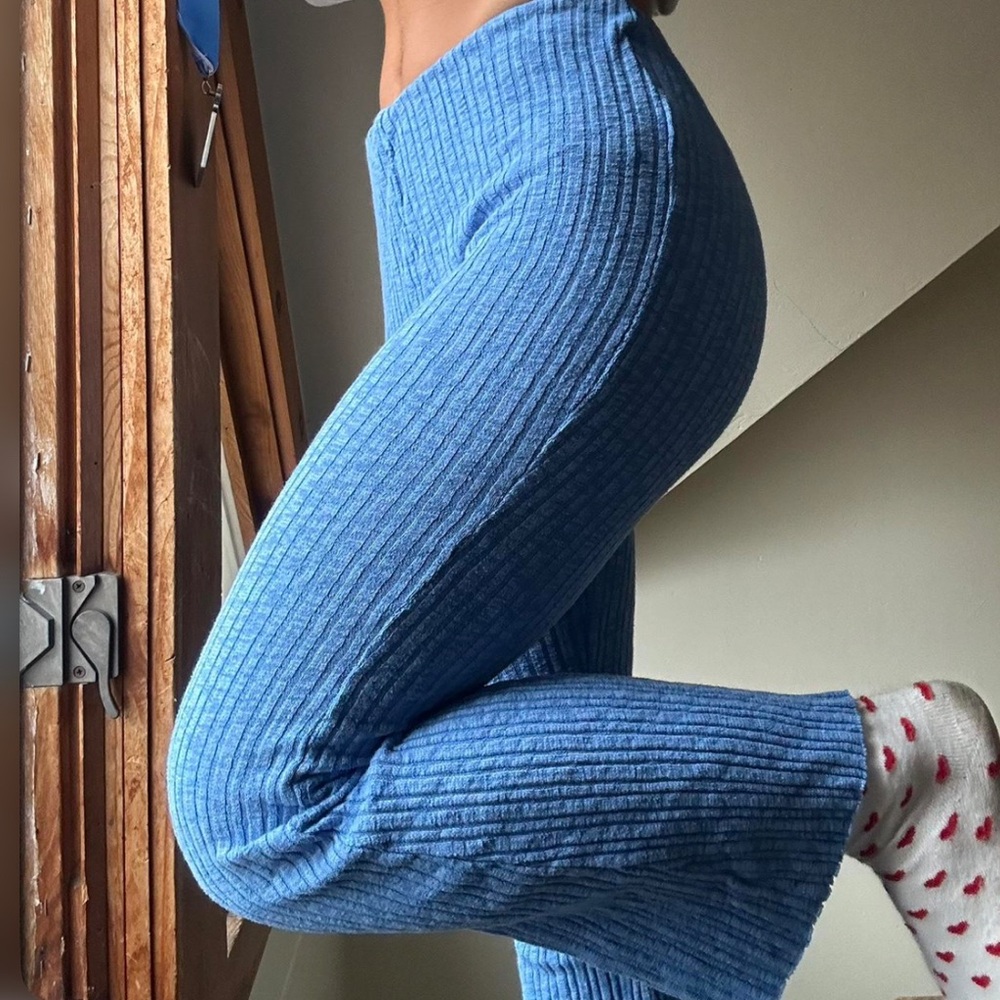 Urban Outfitters Blue Ribbed Flare Pants